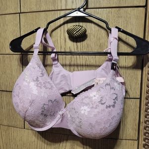 Victoria's Secret 40DD Perfect Shape Pastel Pink Floral Glitter Bra